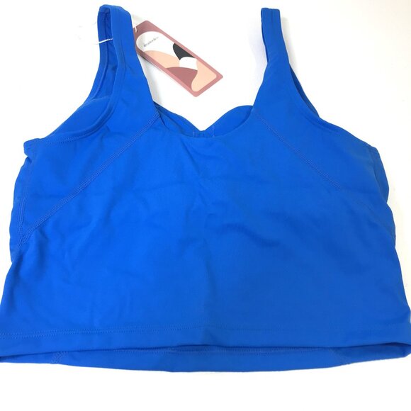 Royal Blue Cropped Workout Top V-Neck Built-In Bra Sz S, Colorskin - Picture 11 of 16